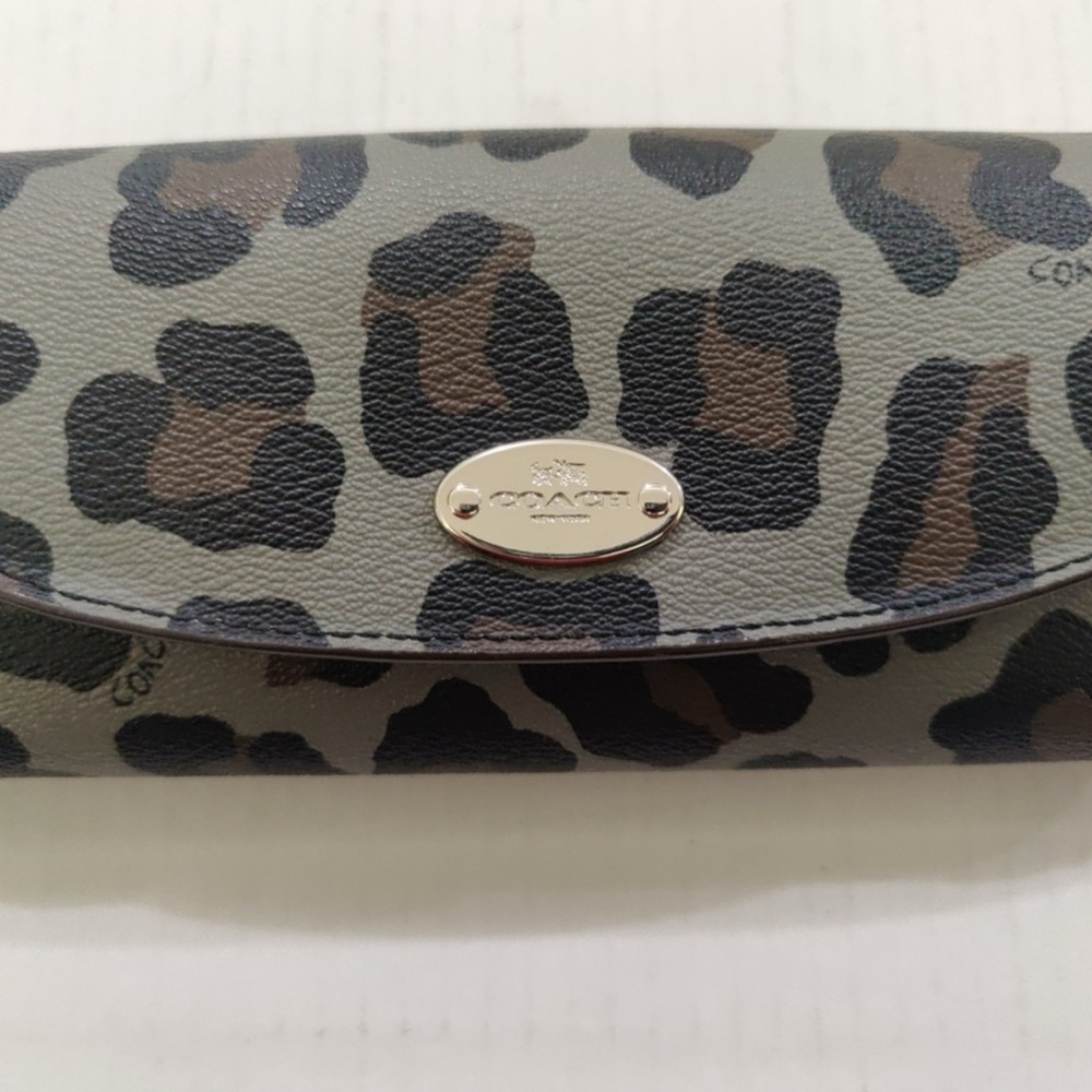 Coach Pop Wallet in Ocelot Print Haircalf Grey